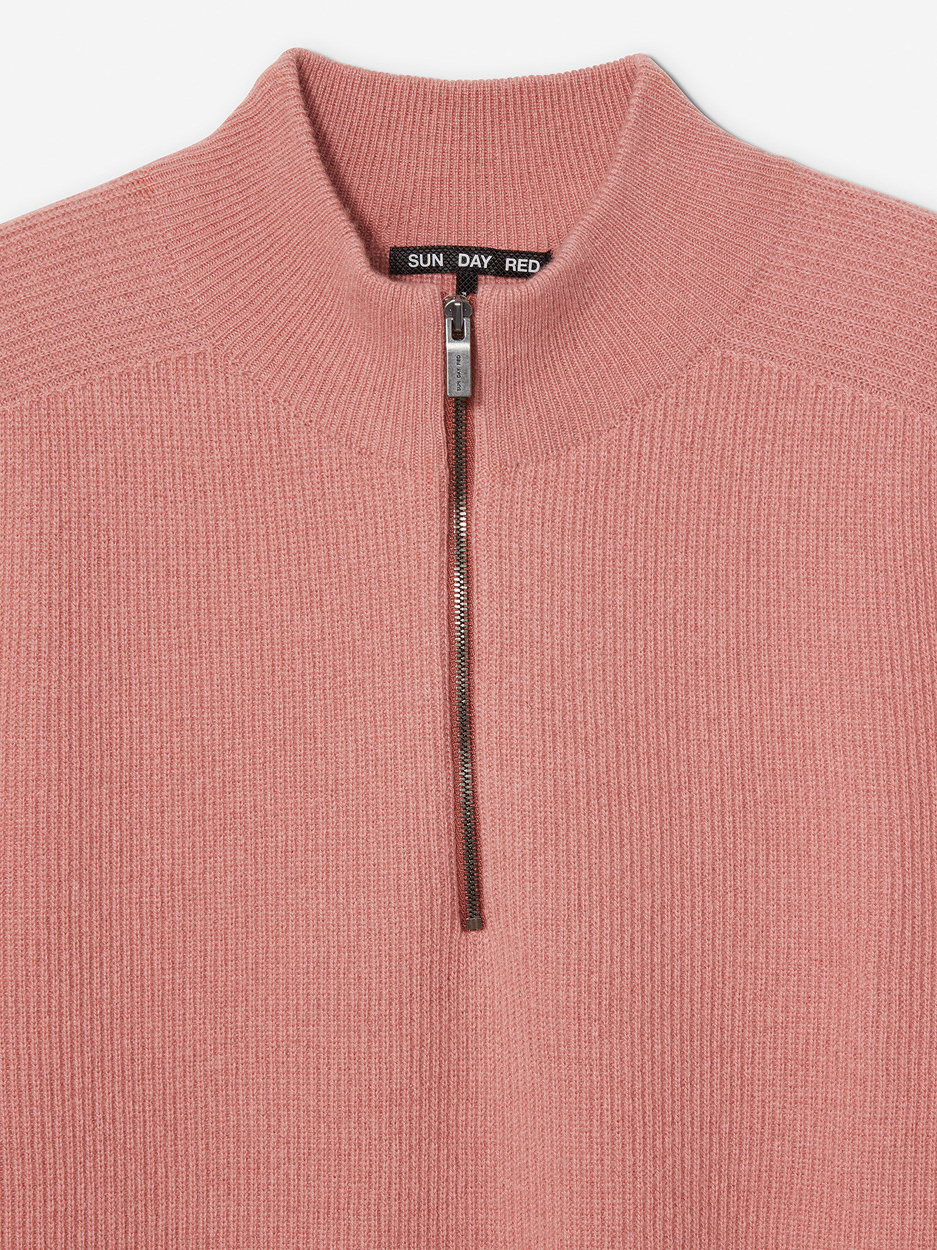 Sun Day Red 3D Knit Cashmere Quarter Zip Roze | 3809-CBFDQ