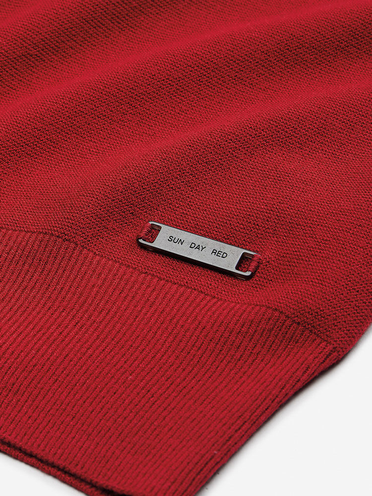 Sun Day Red 3D Knit Lightweight Crew Rood | 7419-LNXJH